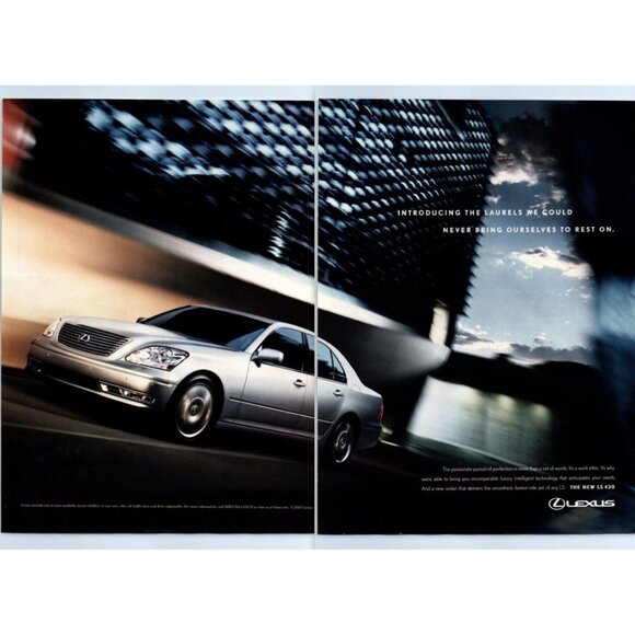 2004 Lexus LS430 Luxury Sedan 2 Page Vintage Print Ad Office Building Wall Art - Picture 1 of 4